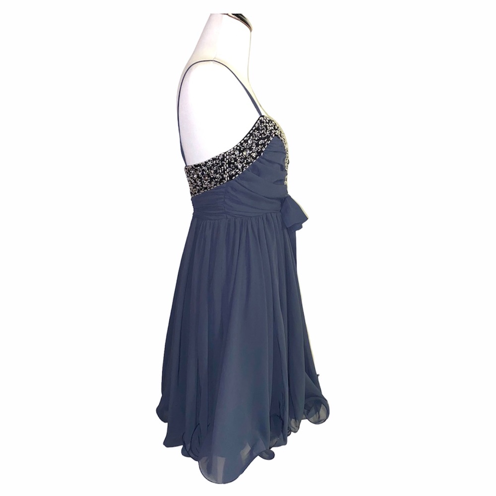 French Connection New! gorgeous bead embellished flowy dress, gray, size 4 NWT - Picture 7 of 15